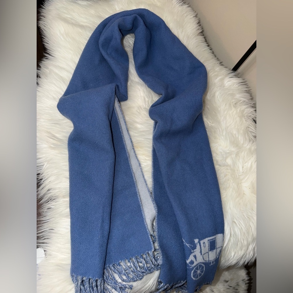 Coach Light Blue Throw Blanket with Fringe